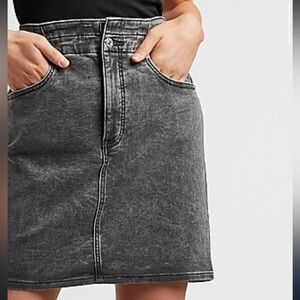 Express Black Denim High-waisted Paper-bag Skirt - Medium